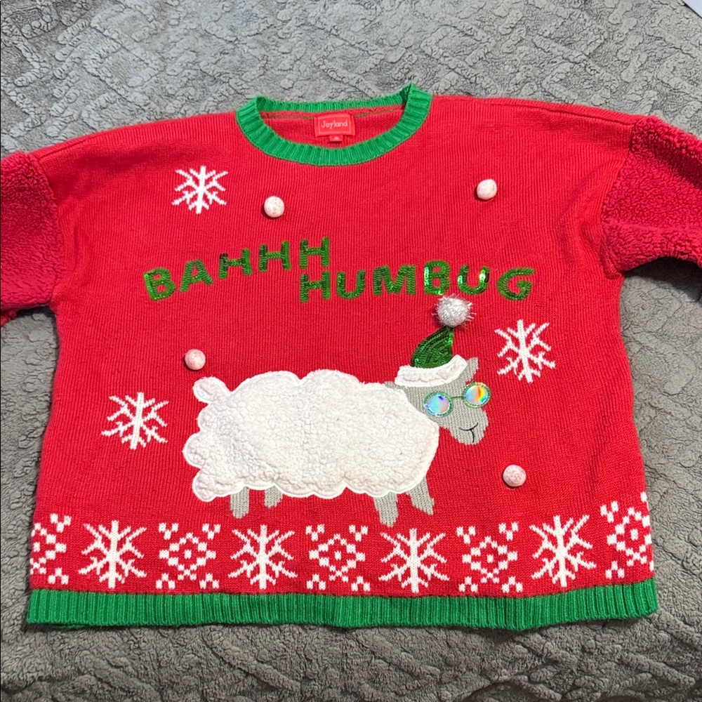 Festive Red 'Baaah Humbug' Christmas Sweater